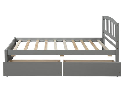 Platform Storage Bed Wood Bed Frame With Two Drawers And Headboard