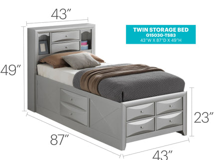 Modern Design Storage Bed With Bookcase Headboard