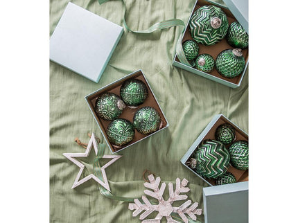 Christmas Ball Ornaments, Glass Decorative Hanging Ball Christmas Tree Ornaments, For Holiday Party Decorations (Set of 6) - Green