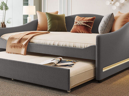 Upholstered Daybed With Light And Trundle