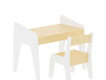 Table Set With 1 Chair, Children Study Table For Ages 2 - 8 - White