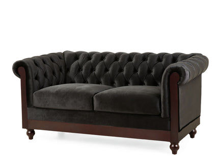 Chesterfield Loveseat Sofa, 2 Person Rolled Arm Upholstered Couch