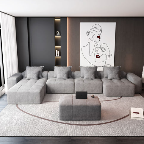 Modern Oversized Diy Combination Modular Sectional Sofa With Pillows