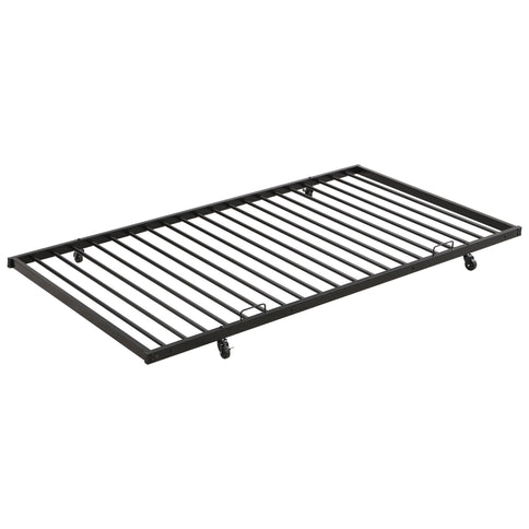 Full Over Full Modern Metal Bunk Bed With Trundle - Black