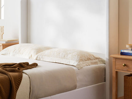 Carmen - King Size Upholstered Wingback Bed - White