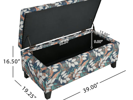 Charming Floral Storage Ottoman With Upholstered Fabric