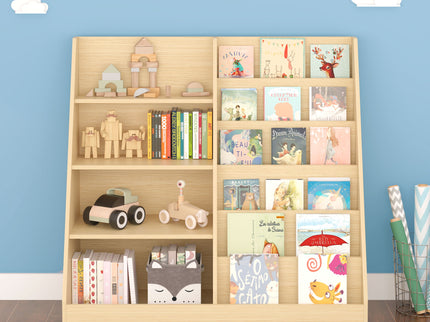 Bookshelf And Toy Storage Organizer, 4 Tier Bookcase With Display Stand For Playroom
