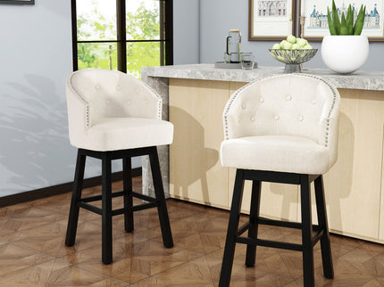 360 Degree Swivel Bar Stool With Stunning Nailhead Trim (Set of 2)