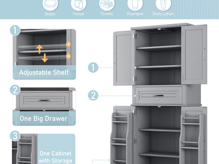 Bathroom Storage Cabinet With Multifunctional Storage Space, Drawer With Slide Rails, Adjustable Shelf