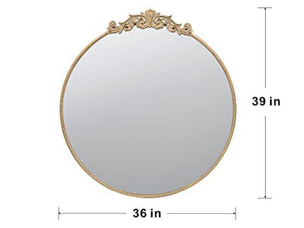 Classic Design Mirror With Baroque Inspired Frame For Bathroom, Entryway Console Lean Against Wall