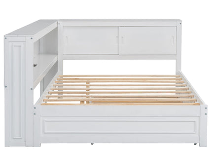 Daybed With Storage Shelves, LED, USB, And Trundle