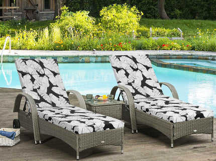 2 Piece Chaise Lounge Chair Cushion Set With Ties