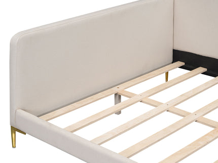 Upholstered Daybed With Headboard And Armrest, Support Legs