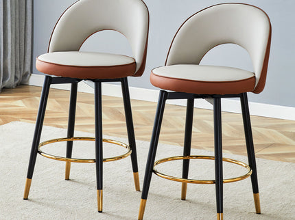 Upholstered Rotatable Bar Chair With Metal Legs For Dining Room