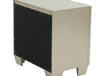 Nightstand With 2 Drawers And Mirror Accent - Silver