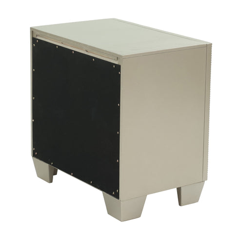 Nightstand With 2 Drawers And Mirror Accent - Silver