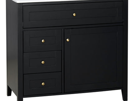 Bathroom Vanity With Sink, 3 Drawers & Cabinet With Adjustable Shelves