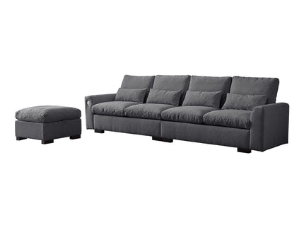 Modern Modular L Shaped Sofa Couch Reversible Ottoman With Storage Removable And Washable Cushions Sofa With USB Ports & Cup Holder For Living Room