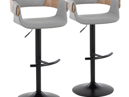Elisa - Mid Century Modern Adjustable Barstool With Swivel & Rounded T Footrest (Set of 2)