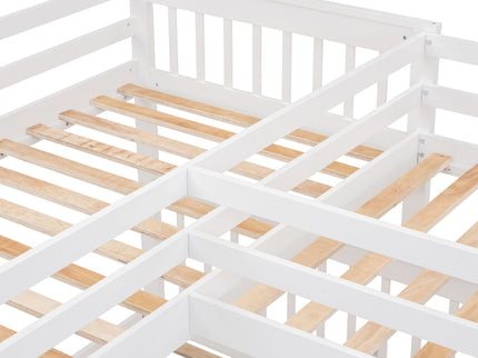 L Shaped Bunk Bed With 3 Drawers, Portable Desk And Wardrobe