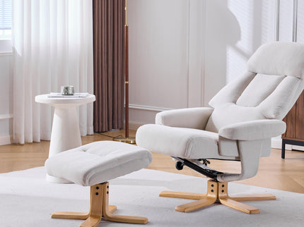 Upholstered Heated Massage 360° Swivel Accent Chair With Ottoman