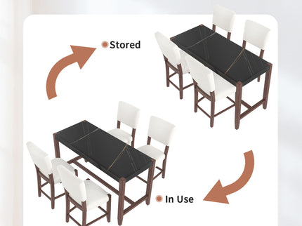 5 Piece Counter Height Dining Set, Bar Table With 4 Upholstered Chairs