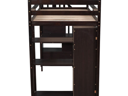 Loft Bed With Storage Drawers, Desk And Stairs With Shelves