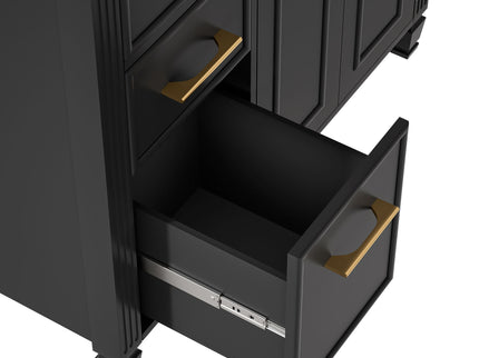 Modern Bathroom Vanity With Ceramic Sink, Freestanding, One Tip Out Drawer, 3 Side Drawers, Adjustable Shelf