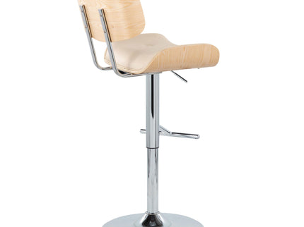 Lombardi - Contemporary Adjustable Barstool With Swivel With Straight T Footrest (Set of 2)