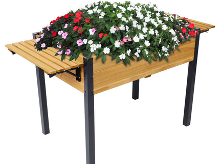 Raised Garden Bed With Metal Legs And Folding Storage Shelf