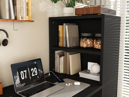 Computer Desk With 4 In 1 Socket & 3 Drawers, 4 Tier Shelves