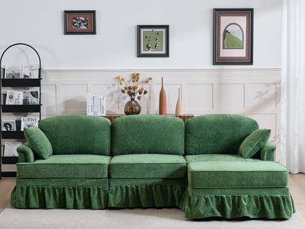 Cloud Sofa With Removable Ruffled Skirt With Ottoman And Flared Arms