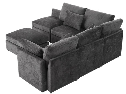 Sectional Sofa Modular U-Shaped With Ottoman & USB Ports