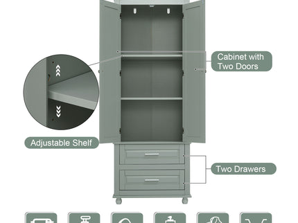 Tall Storage Cabinet With 2 Drawers For Bathroom