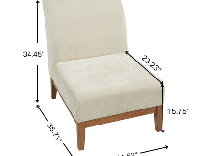 Upholstered Accent Chair - Beige / Walnut