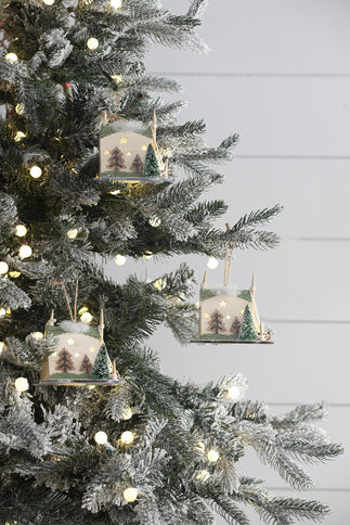Cardboard Lited Tent Ornament Decorative Hanging Christmas Tree Ornaments For Holiday Party Decorations (Set of 6) - Multicolor