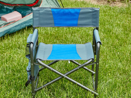 Padded Folding Outdoor Chair With Storage Pockets, Lightweight Oversized Directors Chair For Indoor, Outdoor Camping, Picnics And Fishing