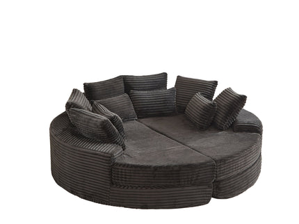 Round Oversized Sofa Bed With 5 Throw Pillows