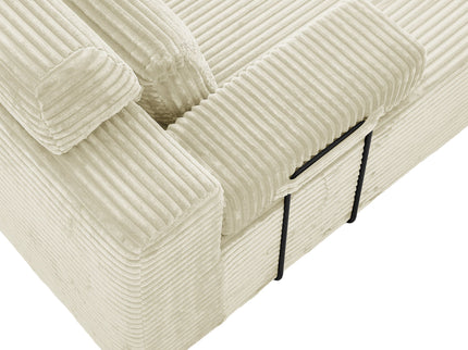 Sectional Sleeper Sofa & Storage Pockets, Modular Couch With Throw Pillows For Living Room