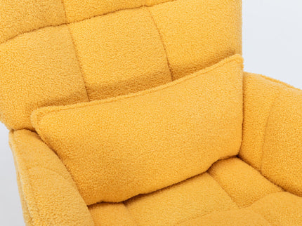 Rocking Chair Nursery, Teddy Upholstered Glider Rocker With High Backrest, Reading Chair Modern Rocking Accent Chairs Glider Recliner For Living Room - Yellow