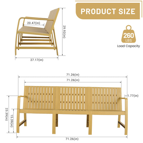 1 Piece Indoor / Outdoor 3 Seater Sofa, UV-Resistant, Waterproof And Durable