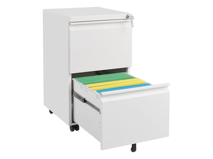2 Drawer File Cabinet With Lock, Metal Under Desk Rolling Filing Cabinet Fits Letter / Legal / A4 Size For Home Office, Mobile Filing Cabinet