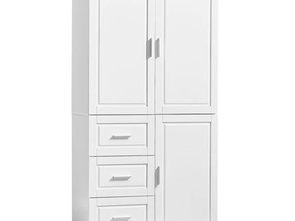 Tall And Wide Storage Cabinet With Doors, 3 Drawers