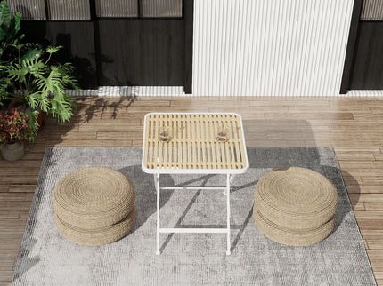Modern Folding Square Table, Water Proof And Wear Resistant - Apricot / White