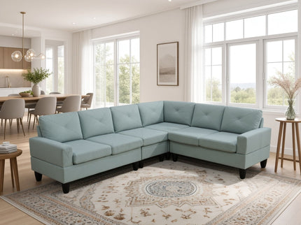Modular L - Shaped Sectional Sofa 6 Seater 4 Piece, Couch With Chaise - Green