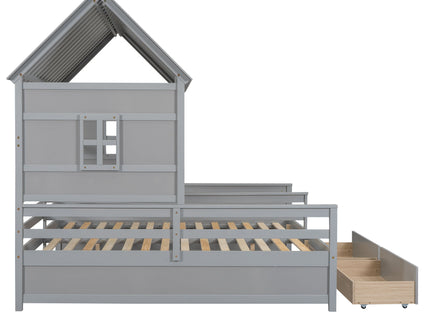 House Platform Beds With 2 Drawers, Side By Side Design