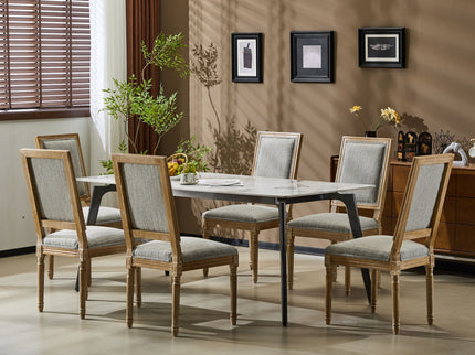French Country Style Dining Chair With Upholstered Seating And Fluted Legs