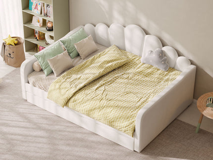 Shell Shaped Upholstered Daybed Frame With Slats