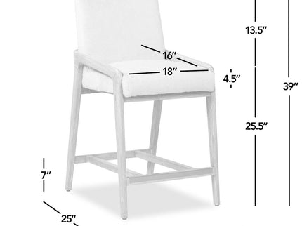 Arizona - Solid Ash Upholstered Counter Stool With Rope Detail - Creme De La Creme White