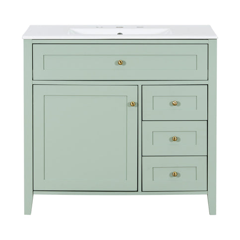 Bathroom Vanity With Sink, Cabinet With 3 Drawers And Adjustable Shelf